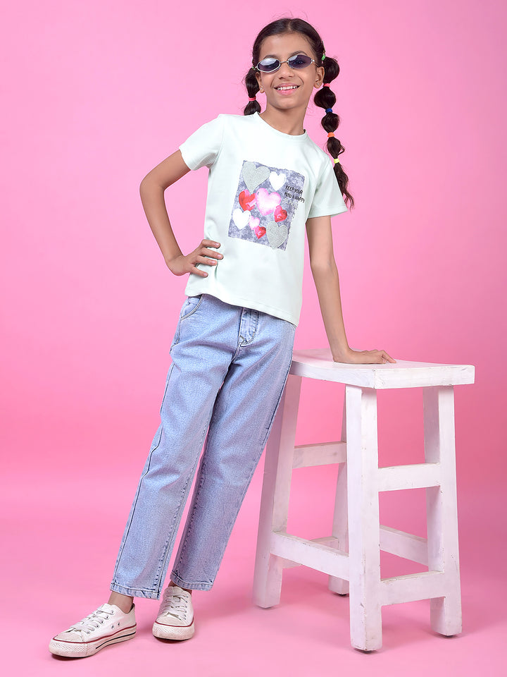 Blue Relaxed Mom Fit Denim Jeans-Girls Jeans-Crimsoune Club