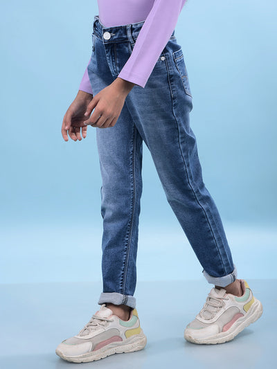 Blue Skinny Jeans-Girls Jeans-Crimsoune Club