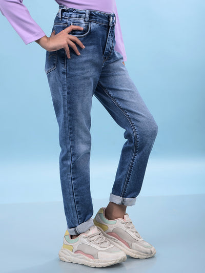 Blue Skinny Jeans-Girls Jeans-Crimsoune Club