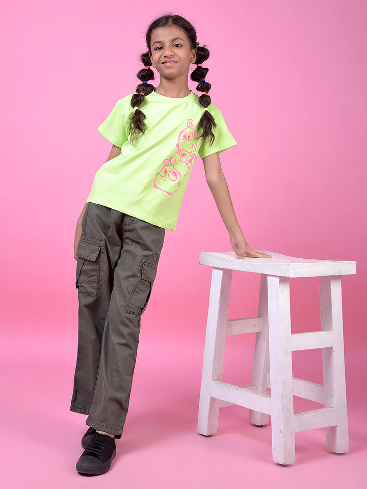 Outdoor Olive Cotton Baggy Cargo Jeans-Girls Jeans-Crimsoune Club