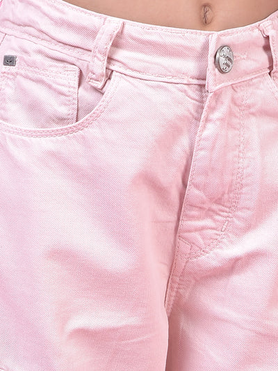 Vibrant Pink Cotton Baggy Cargo Jeans-Girls Jeans-Crimsoune Club