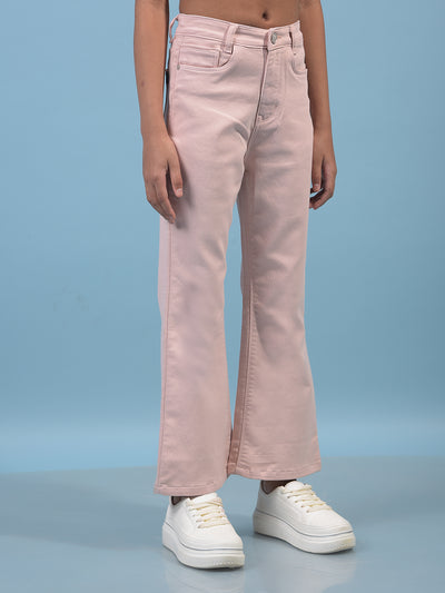 Girl's Peach Bootcut Jeans-Girls Jeans-Crimsoune Club