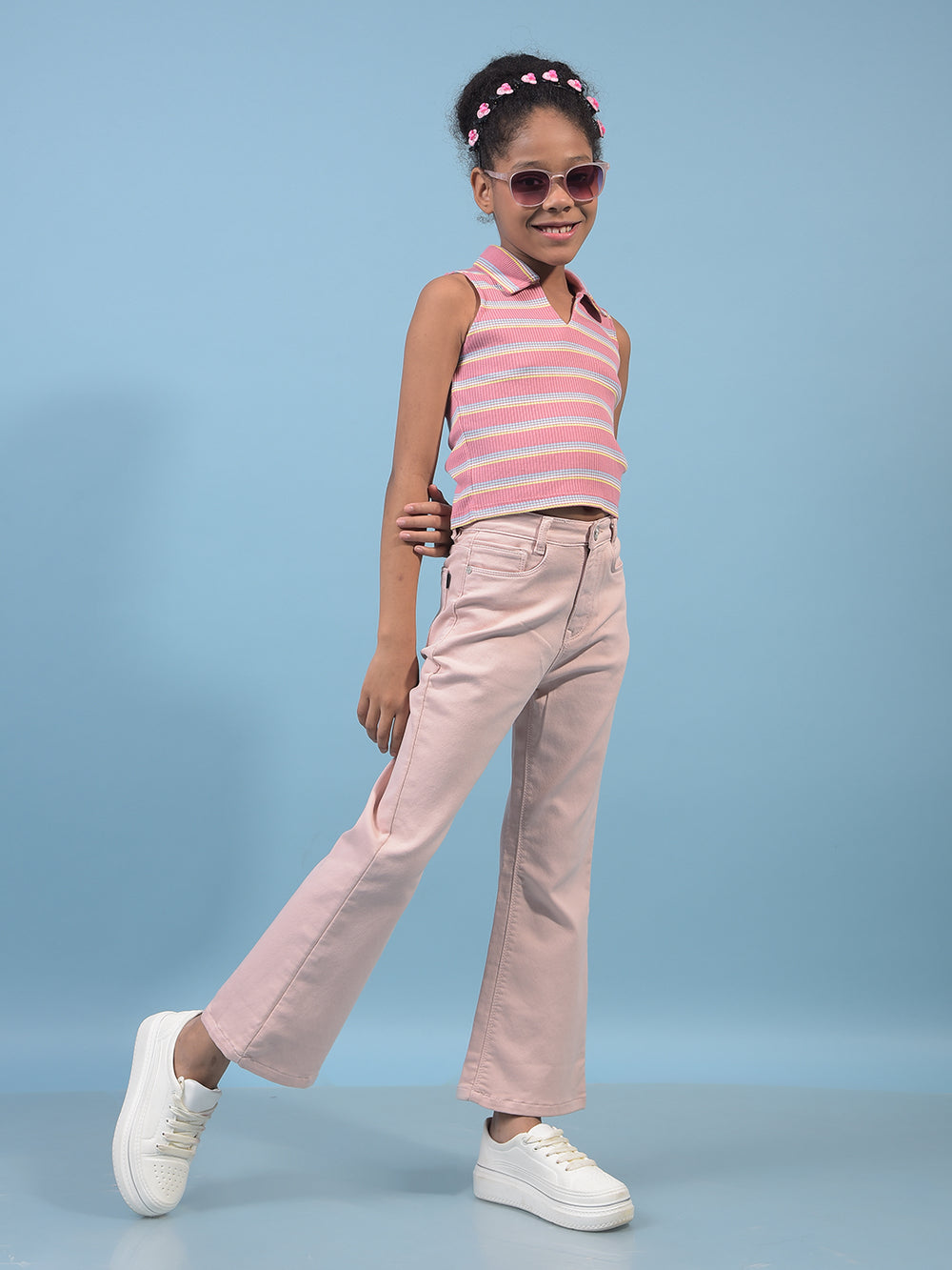 Girl's Peach Bootcut Jeans-Girls Jeans-Crimsoune Club