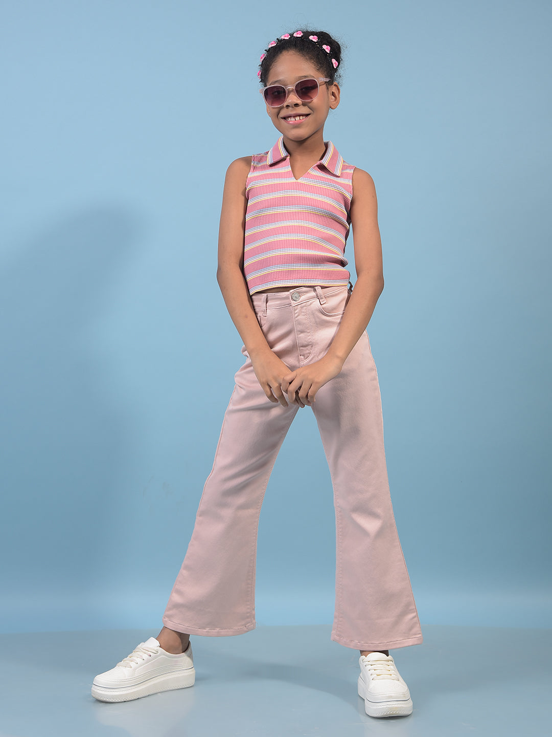 Girl's Peach Bootcut Jeans-Girls Jeans-Crimsoune Club