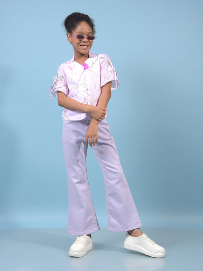 Girl's Purple Bootcut Jeans-Girls Jeans-Crimsoune Club