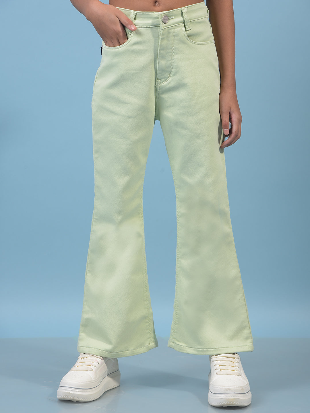 Girl's Green Bootcut Jeans-Girls Jeans-Crimsoune Club