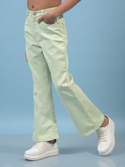Girl's Green Bootcut Jeans-Girls Jeans-Crimsoune Club