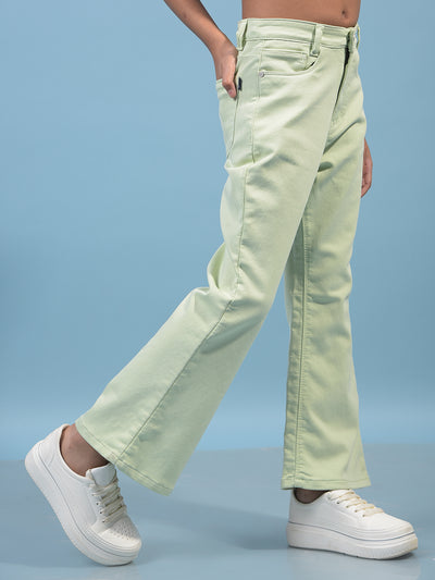 Girl's Green Bootcut Jeans-Girls Jeans-Crimsoune Club