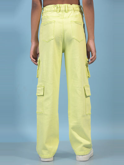 Girl's Green Baggy Cargo Jeans-Girls Jeans-Crimsoune Club