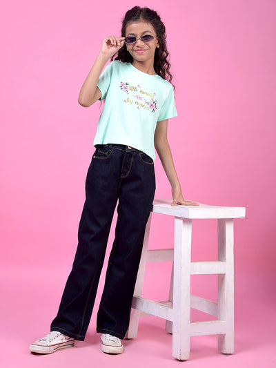 Navy Blue Relaxed Loose Fit Denim Jeans-Girls Jeans-Crimsoune Club