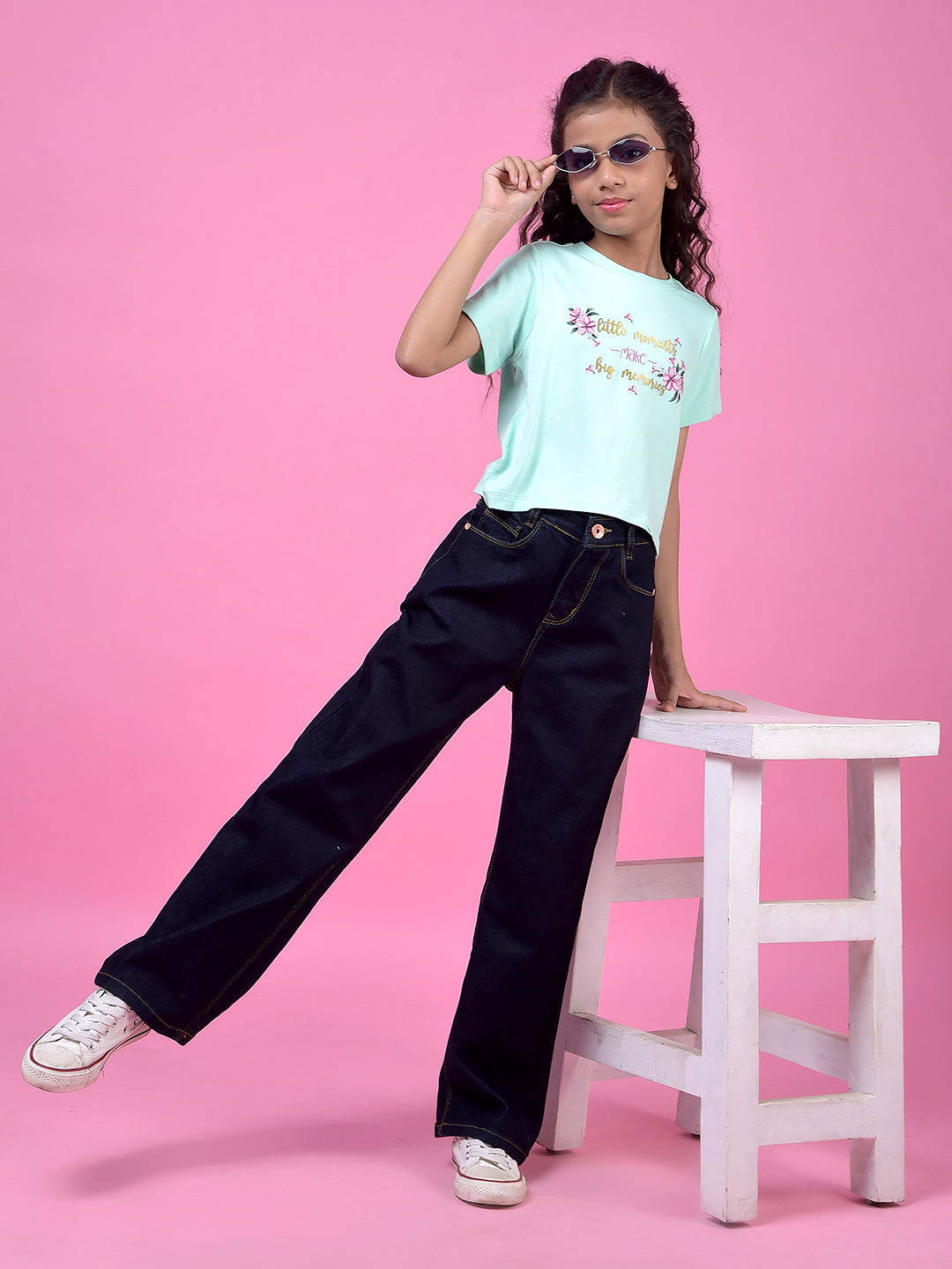 Navy Blue Relaxed Loose Fit Denim Jeans-Girls Jeans-Crimsoune Club