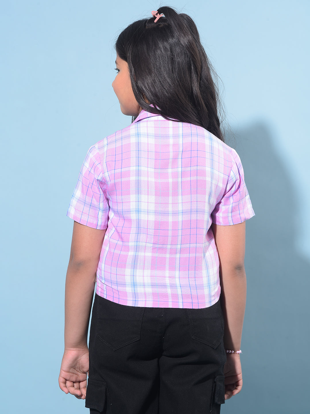 Pink Tartan Check 100% Lyocell Shirt-Girls Shirts-Crimsoune Club