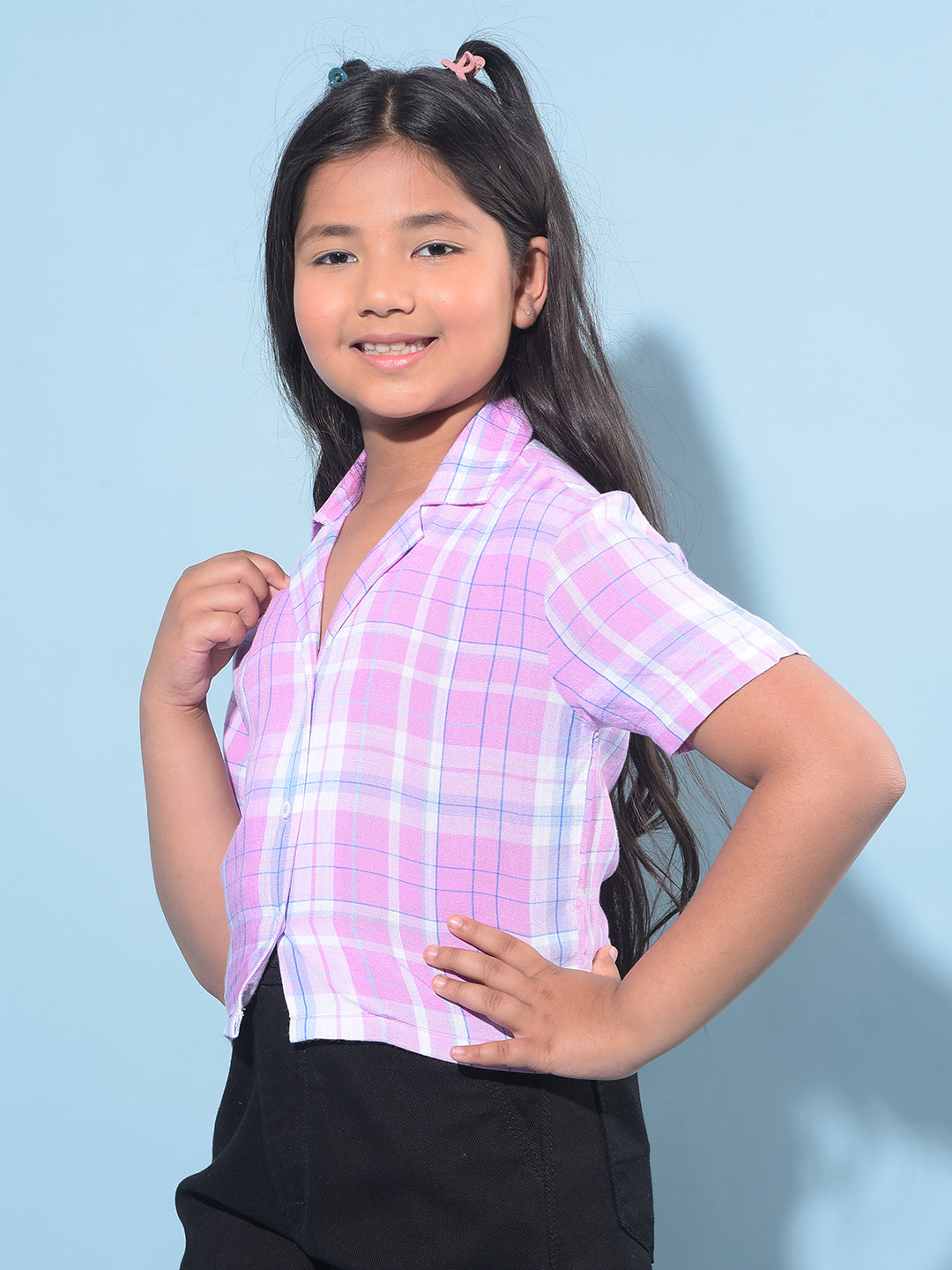 Pink Tartan Check 100% Lyocell Shirt-Girls Shirts-Crimsoune Club