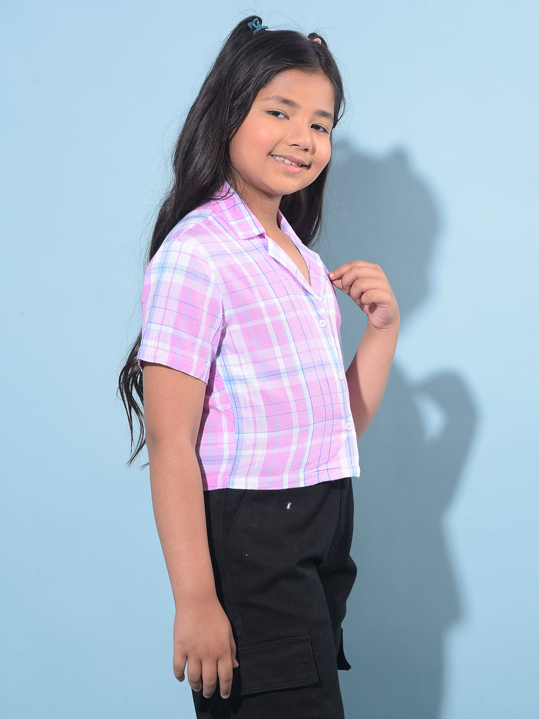 Pink Tartan Check 100% Lyocell Shirt-Girls Shirts-Crimsoune Club