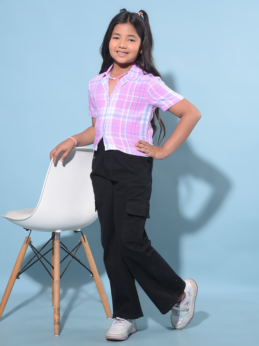 Pink Tartan Check 100% Lyocell Shirt-Girls Shirts-Crimsoune Club