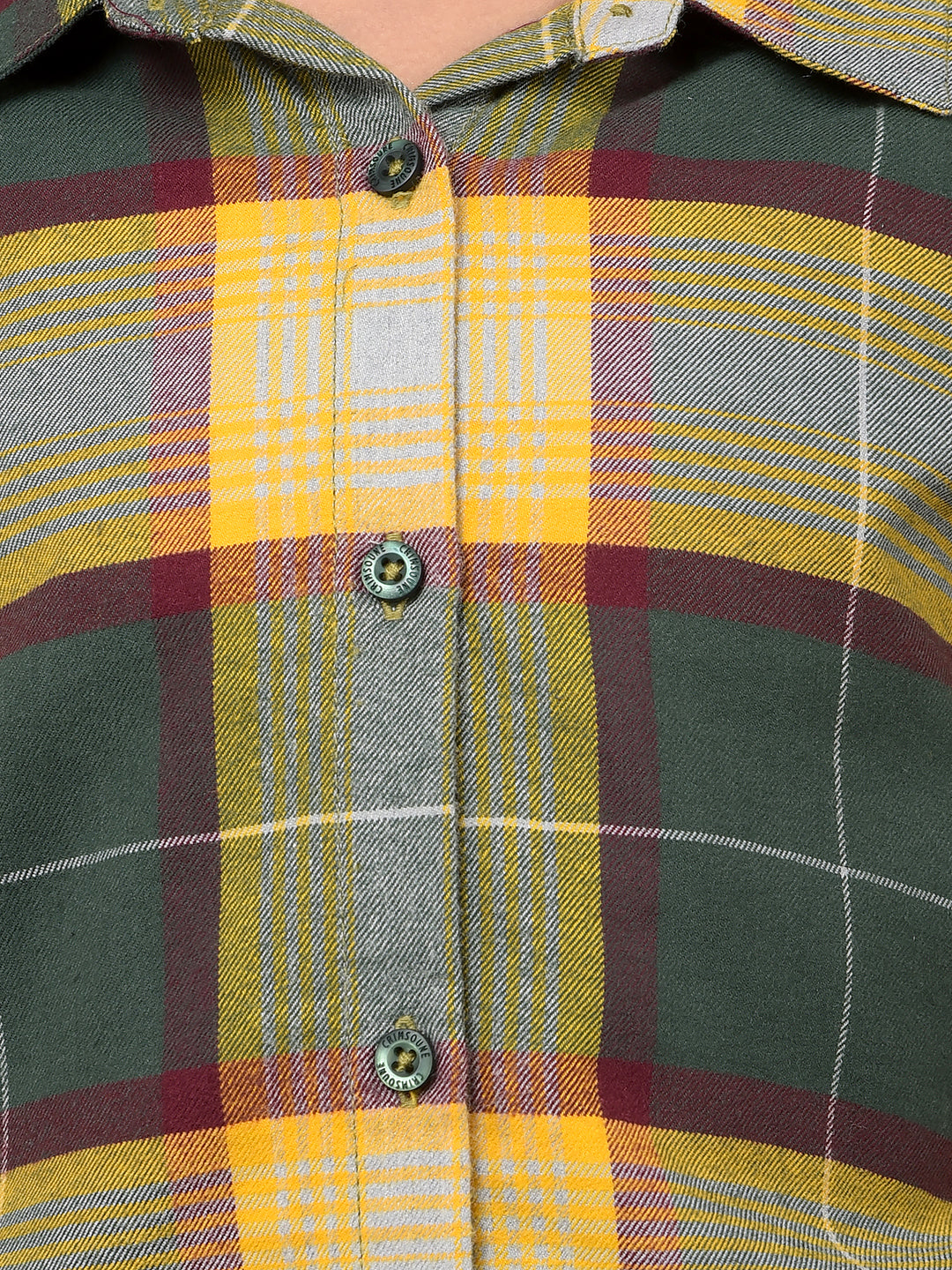 Yellow Checked 100% Cotton Tie-Up Shirt-Girls Shirts-Crimsoune Club