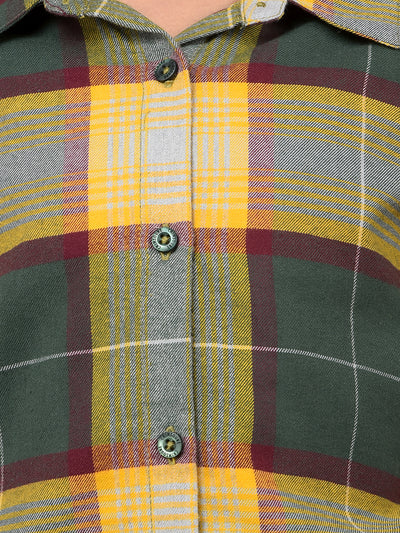 Yellow Checked 100% Cotton Tie-Up Shirt-Girls Shirts-Crimsoune Club