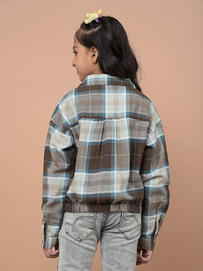 Green Checked 100% Cotton Tie-Up Shirt-Girls Shirts-Crimsoune Club