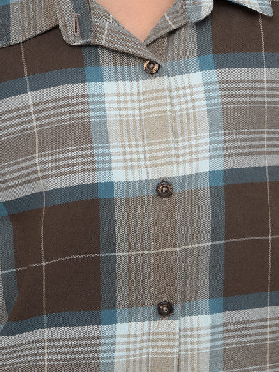 Green Checked 100% Cotton Tie-Up Shirt-Girls Shirts-Crimsoune Club