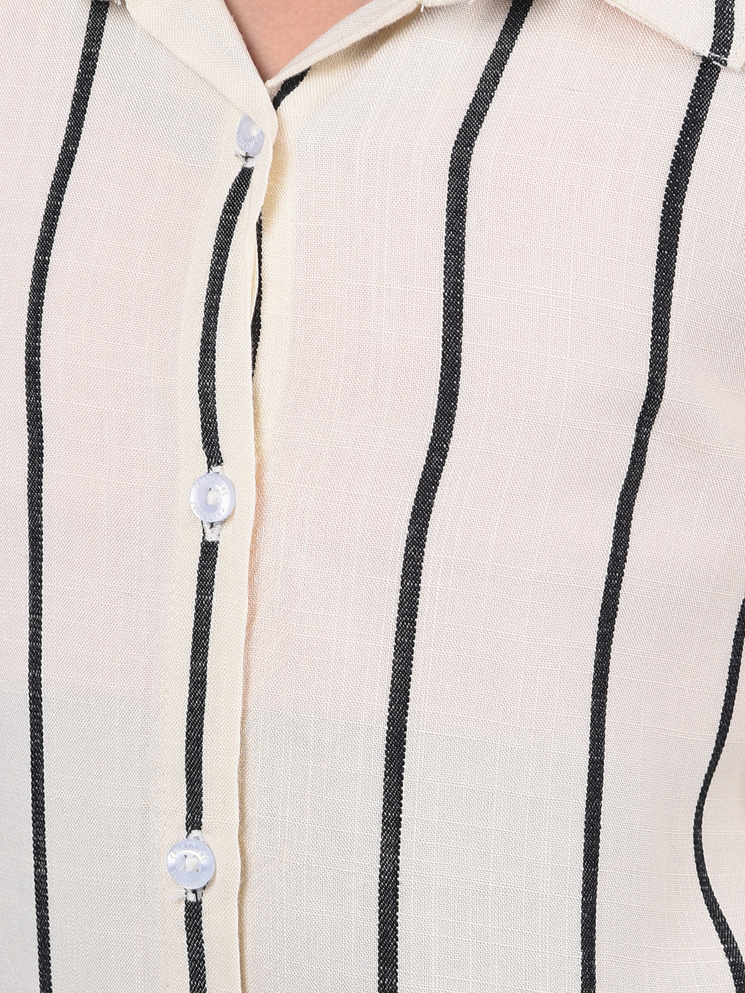 Cream Vertical Stripes Shirt-Girls Shirts-Crimsoune Club