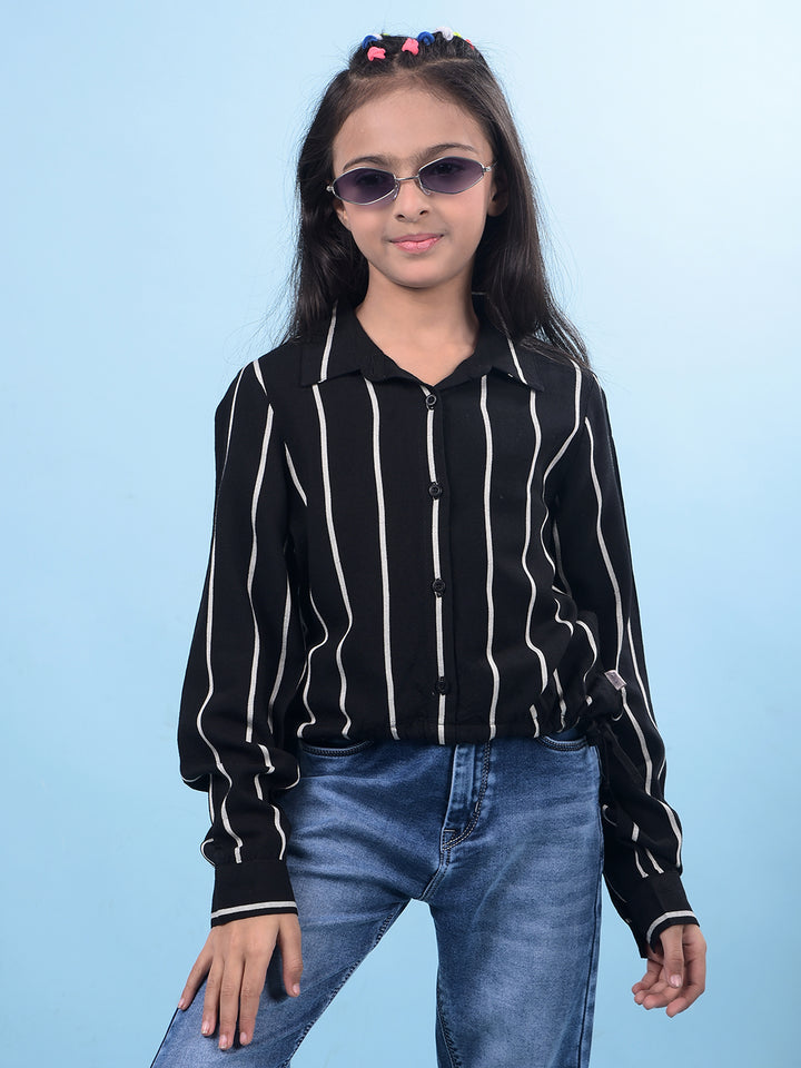 Black Vertical Stripes Shirt-Girls Shirts-Crimsoune Club