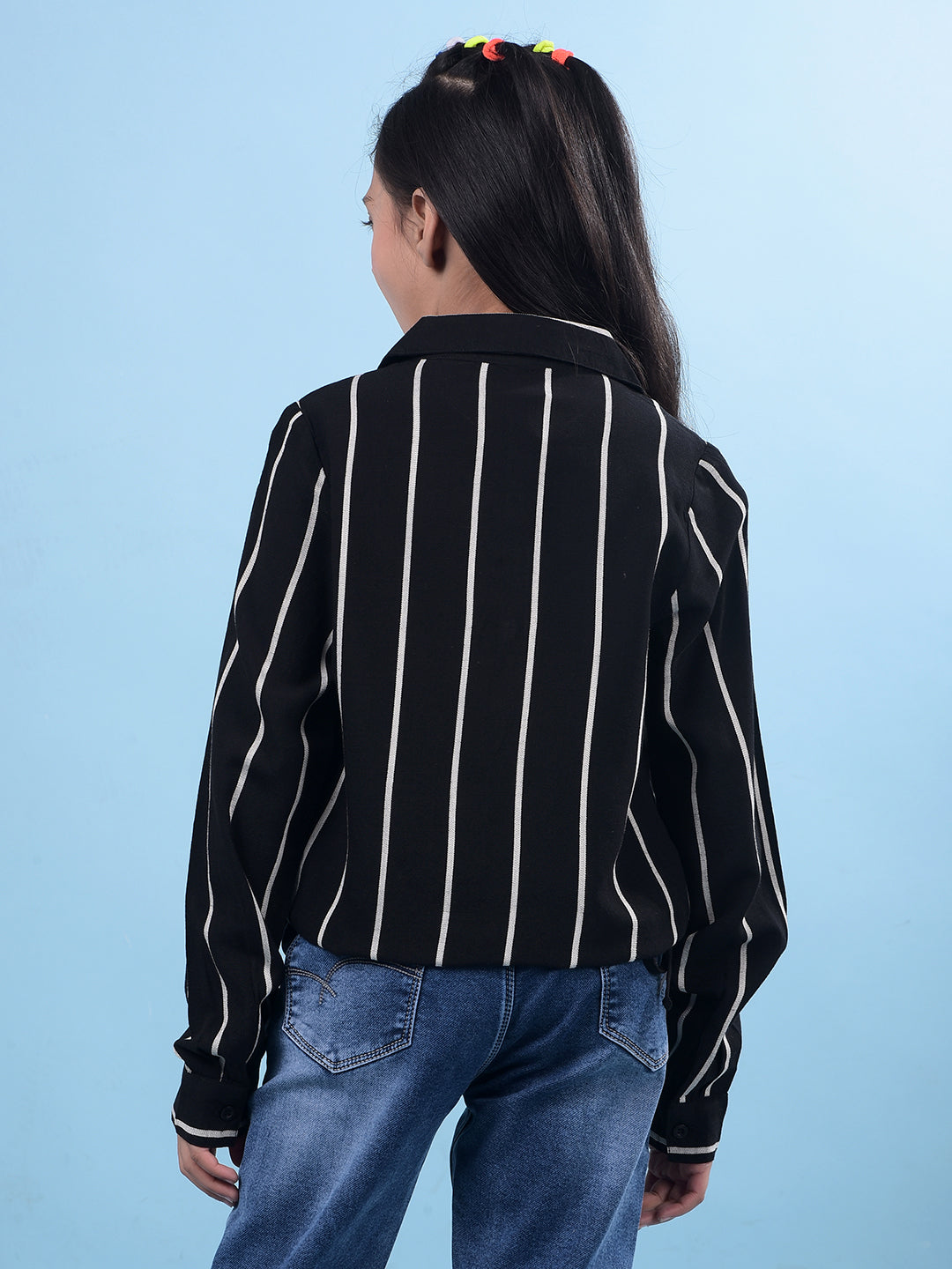 Black Vertical Stripes Shirt-Girls Shirts-Crimsoune Club