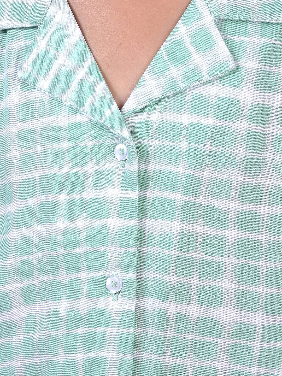 Green Printed Resort Collar Shirt-Girls Shirts-Crimsoune Club