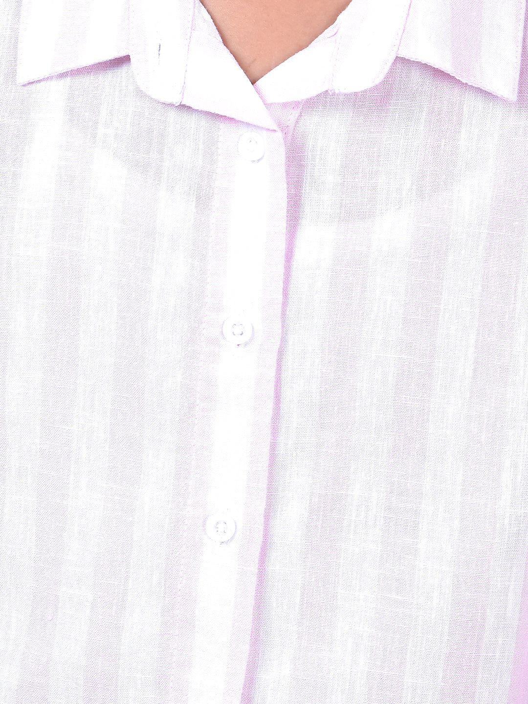 Pink Vertical Stripes Cropped Sleeveless Linen Shirt-Girls Shirts-Crimsoune Club