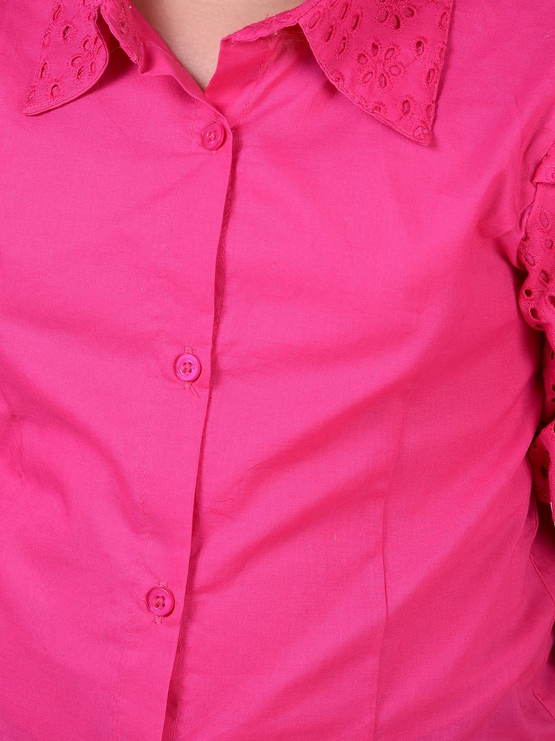 Pink Embroidered 100% Cotton Shirt-Girls Shirts-Crimsoune Club