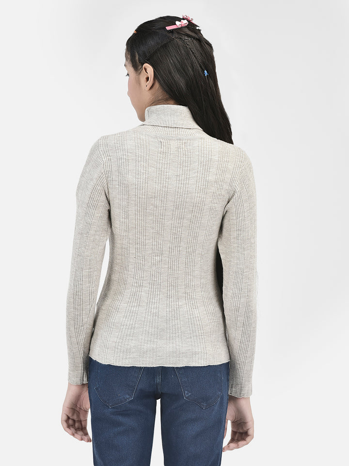 Grey Striped Sweater-Girls Sweaters-Crimsoune Club