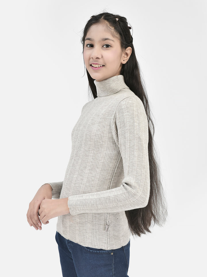 Grey Striped Sweater-Girls Sweaters-Crimsoune Club