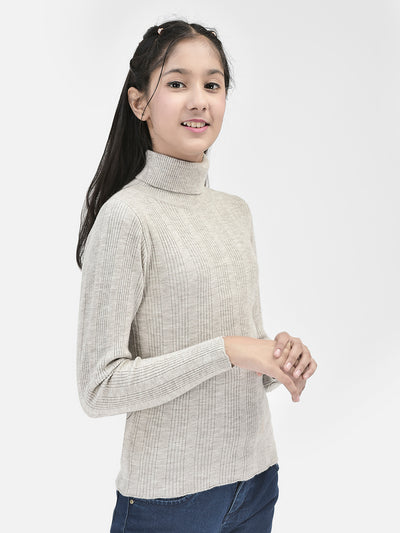 Grey Striped Sweater-Girls Sweaters-Crimsoune Club