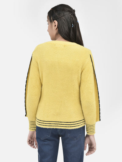 Yellow Printed Sweater-Girls Sweaters-Crimsoune Club