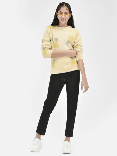 Beige Pearl Studded Sweater-Girls Sweaters-Crimsoune Club