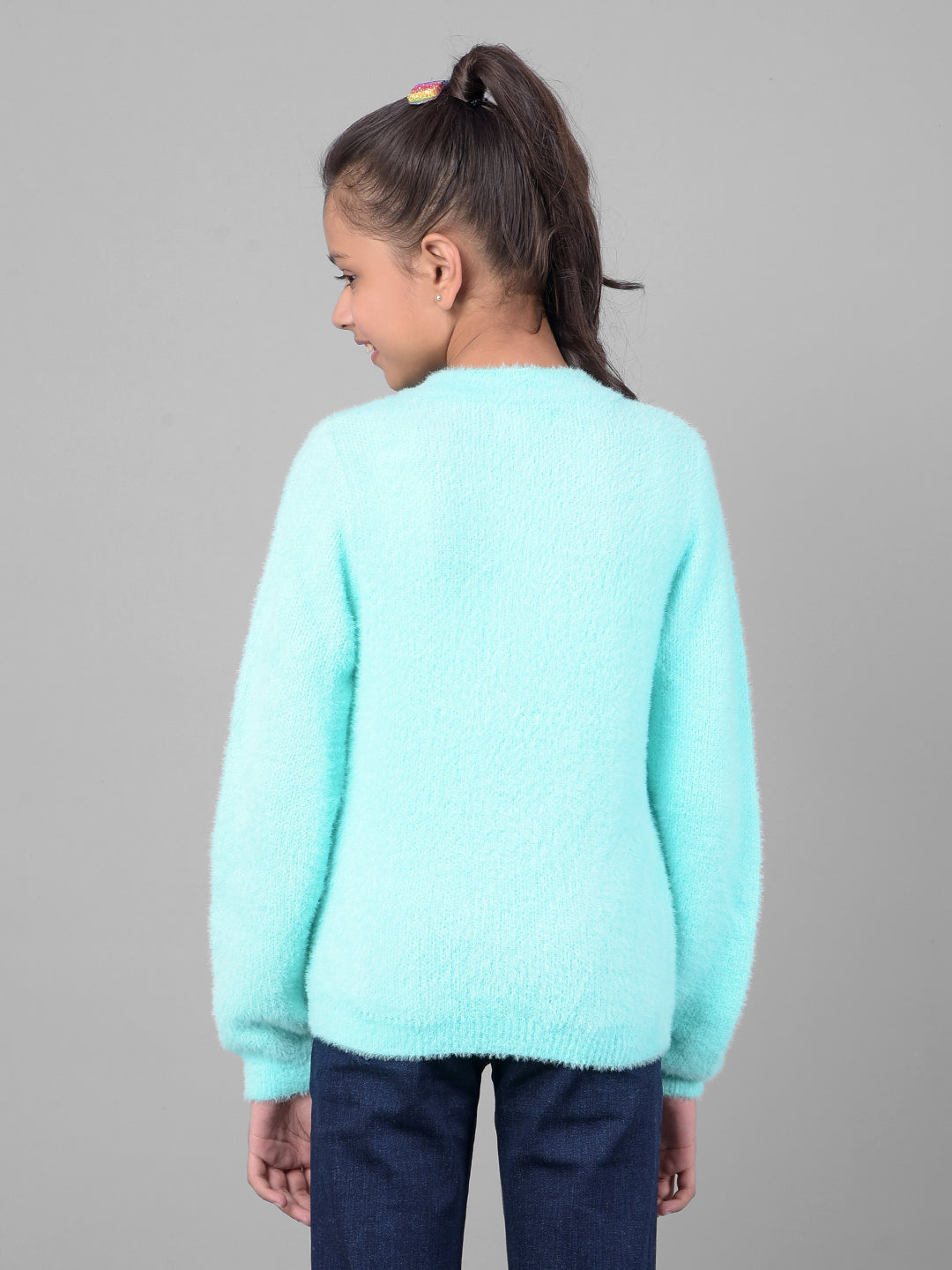 Blue Printed Sweater-Girls Sweaters-Crimsoune Club