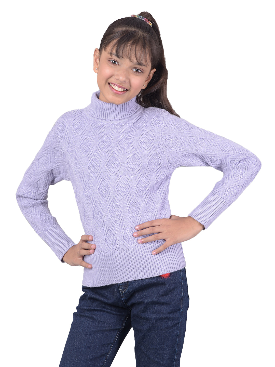 Purple Turtle-Neck Sweater-Girls Sweaters-Crimsoune Club