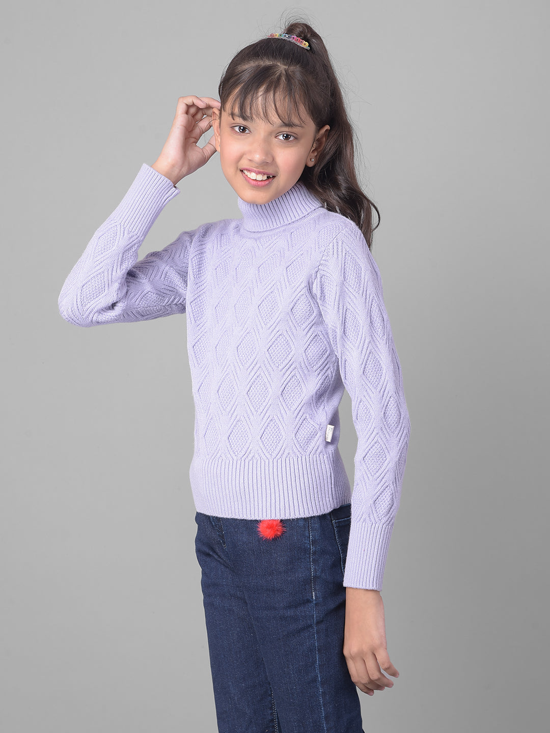 Purple Turtle-Neck Sweater-Girls Sweaters-Crimsoune Club