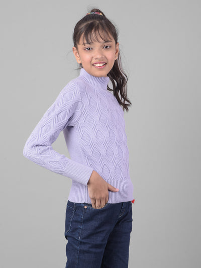 Purple Turtle-Neck Sweater-Girls Sweaters-Crimsoune Club