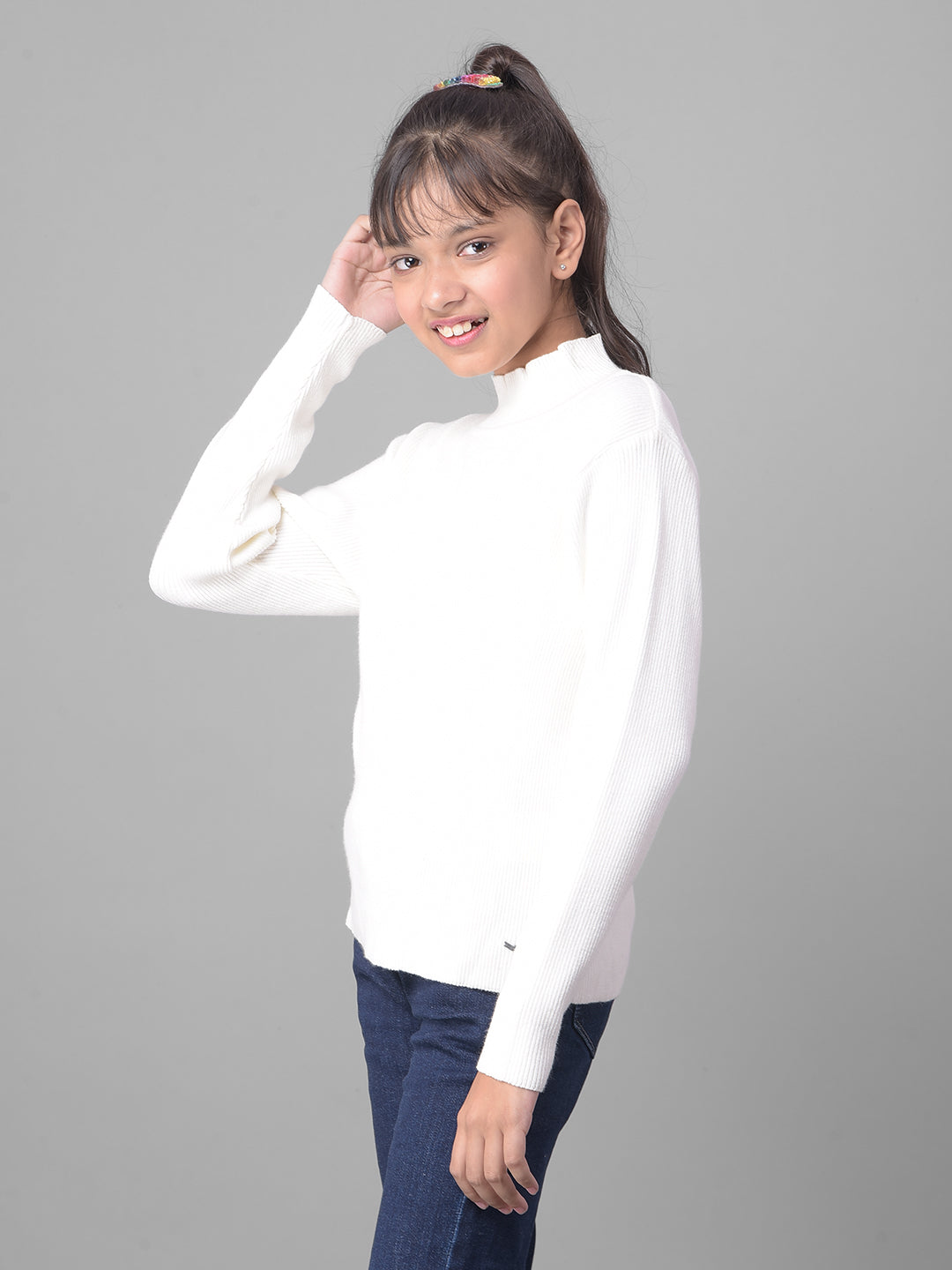 White Turtle-Neck Sweater-Girls Sweaters-Crimsoune Club