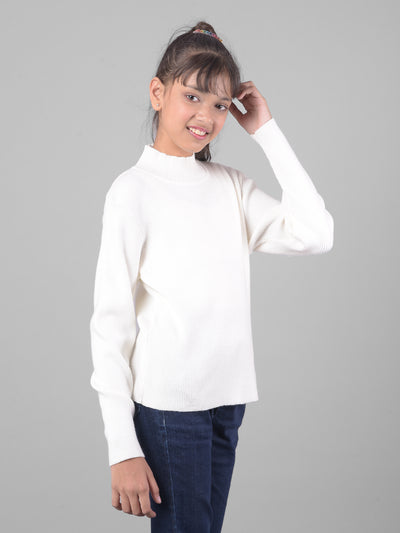 White Turtle-Neck Sweater-Girls Sweaters-Crimsoune Club