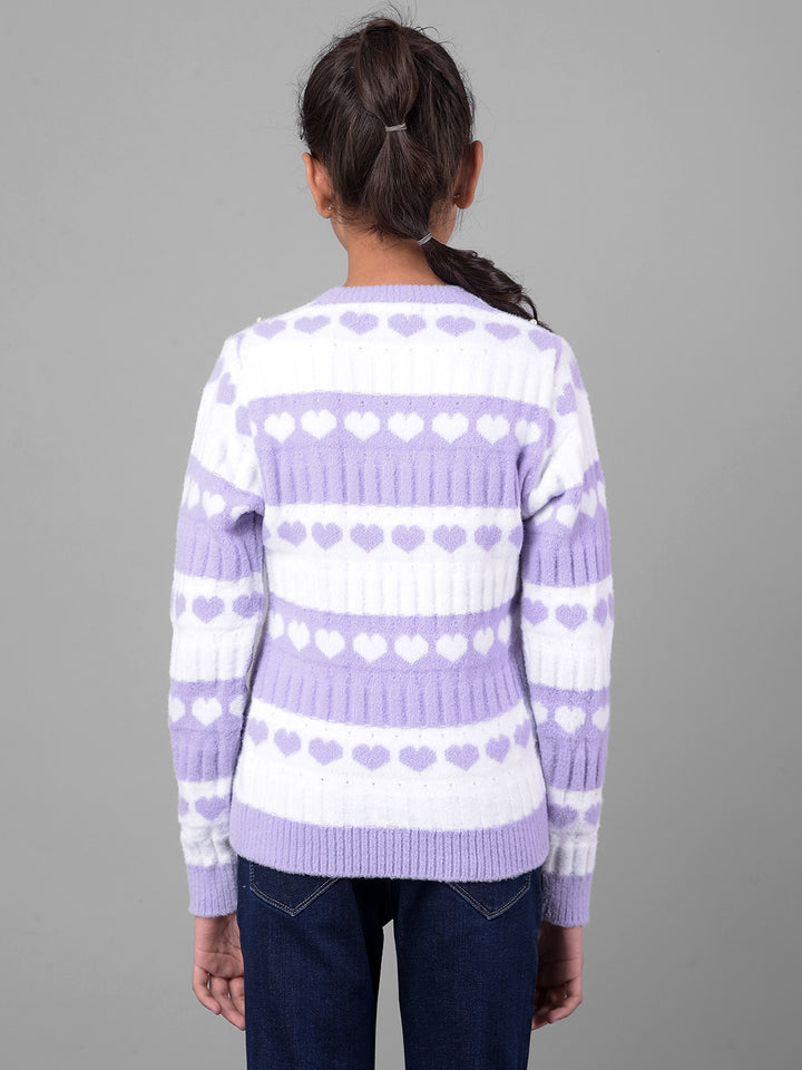 Purple Colorblocked Sweater-Girls Sweaters-Crimsoune Club
