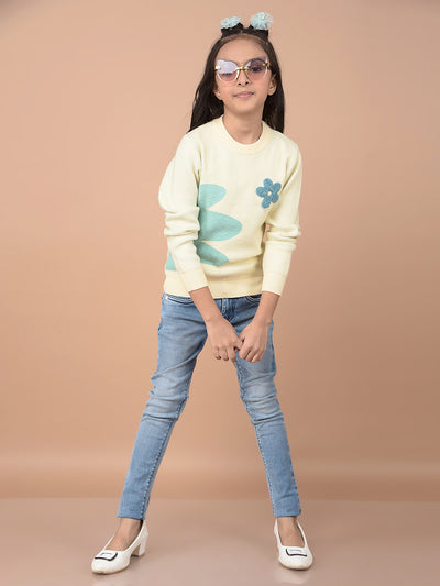 Cream Embroidered Sweater-Girls Sweaters-Crimsoune Club