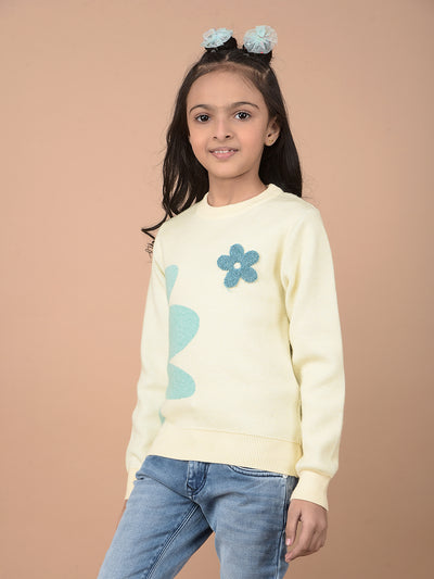 Cream Embroidered Sweater-Girls Sweaters-Crimsoune Club