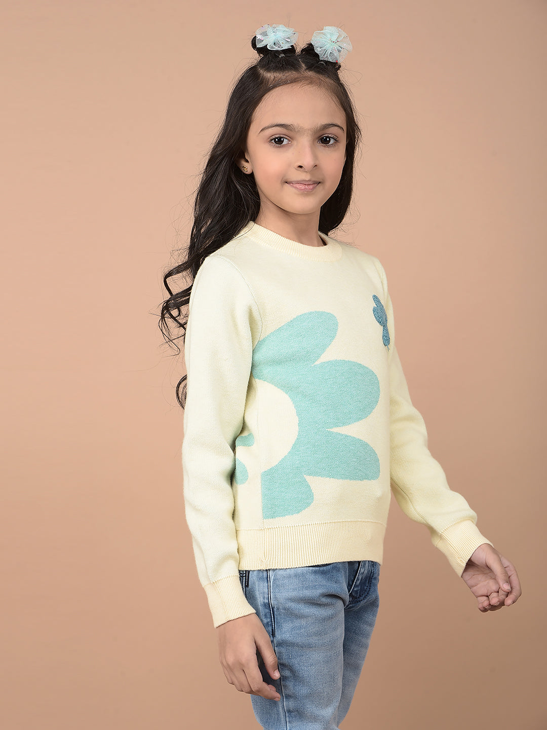 Cream Embroidered Sweater-Girls Sweaters-Crimsoune Club