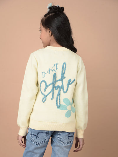 Cream Embroidered Sweater-Girls Sweaters-Crimsoune Club