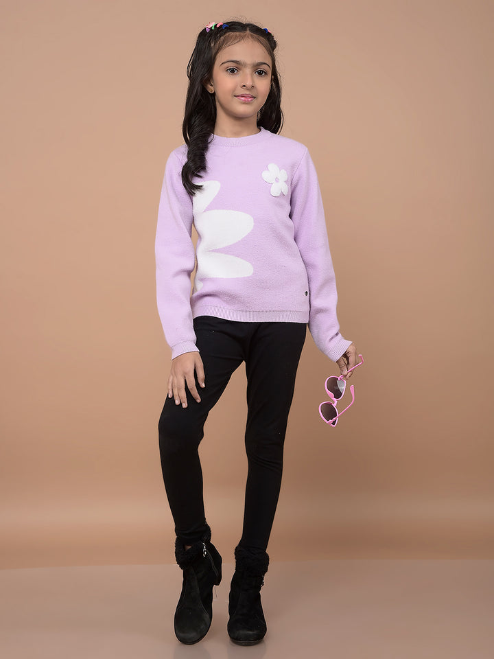 Purple Graphic Print Sweater-Girls Sweaters-Crimsoune Club