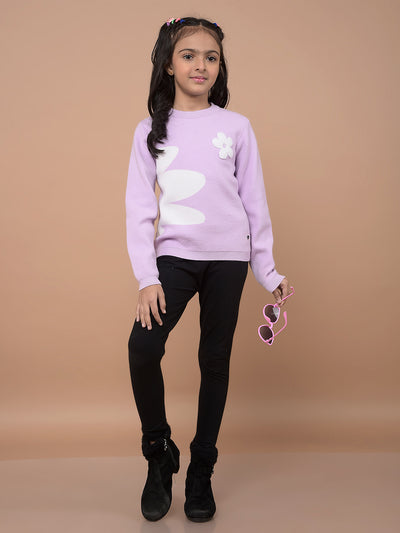 Purple Graphic Print Sweater-Girls Sweaters-Crimsoune Club