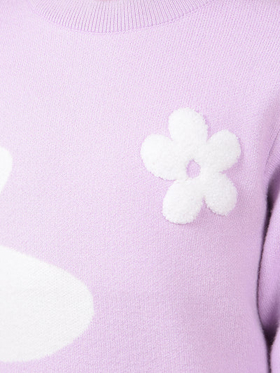 Purple Graphic Print Sweater-Girls Sweaters-Crimsoune Club