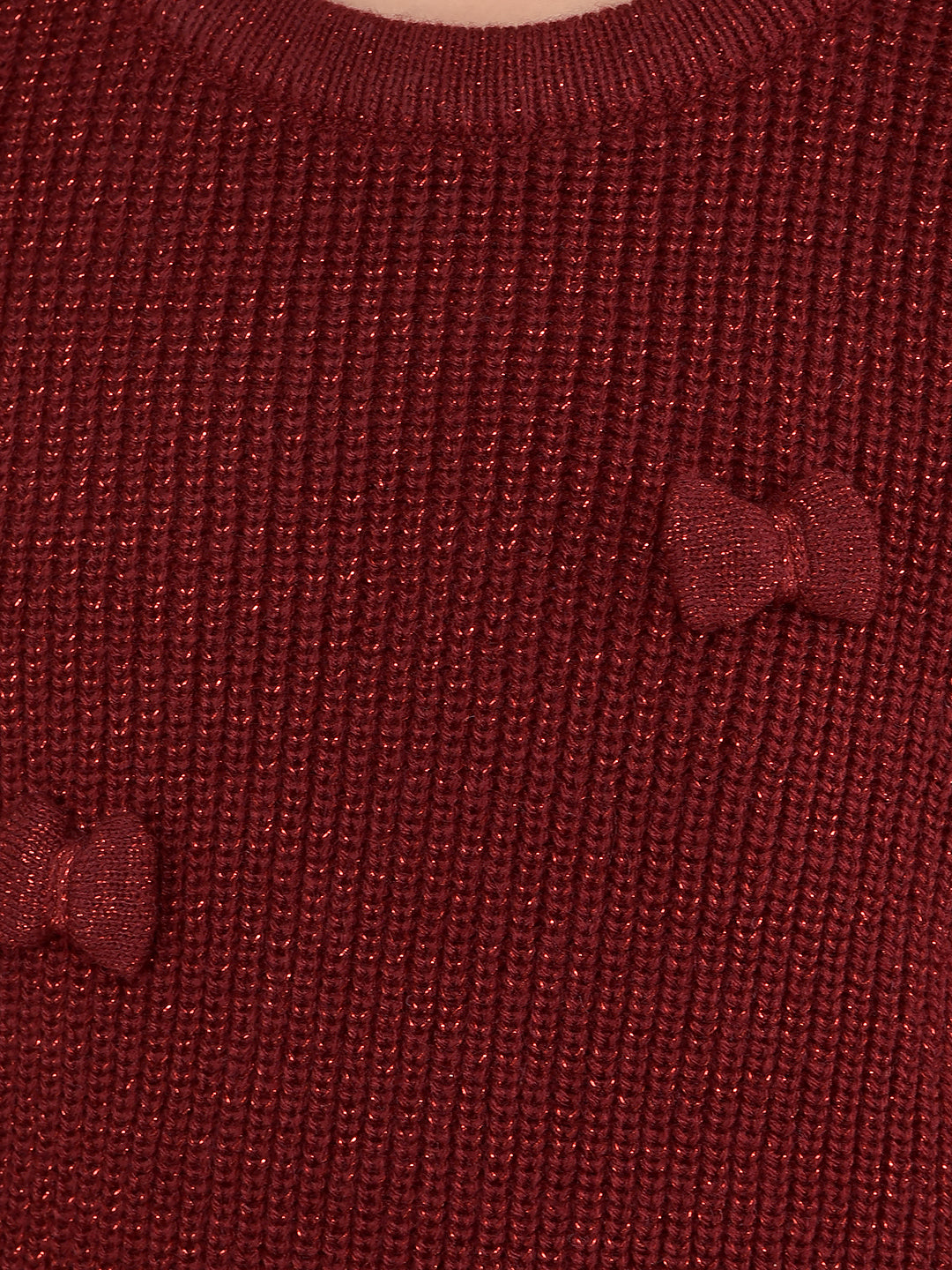 Red Embroidered Sweater-Girls Sweaters-Crimsoune Club