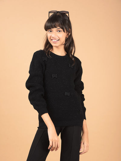 Black Sweater-Girls Sweaters-Crimsoune Club